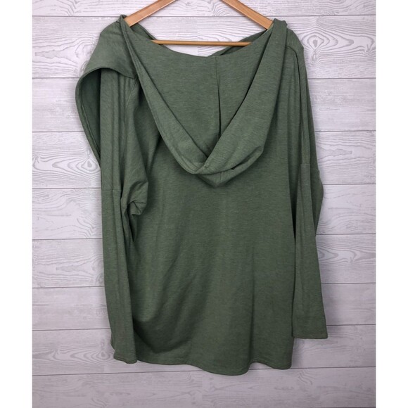 Athleta Women's Large Purana Wrap Sweatshirt Eucalyptus Olive Hooded Long Sleeve - Picture 5 of 8